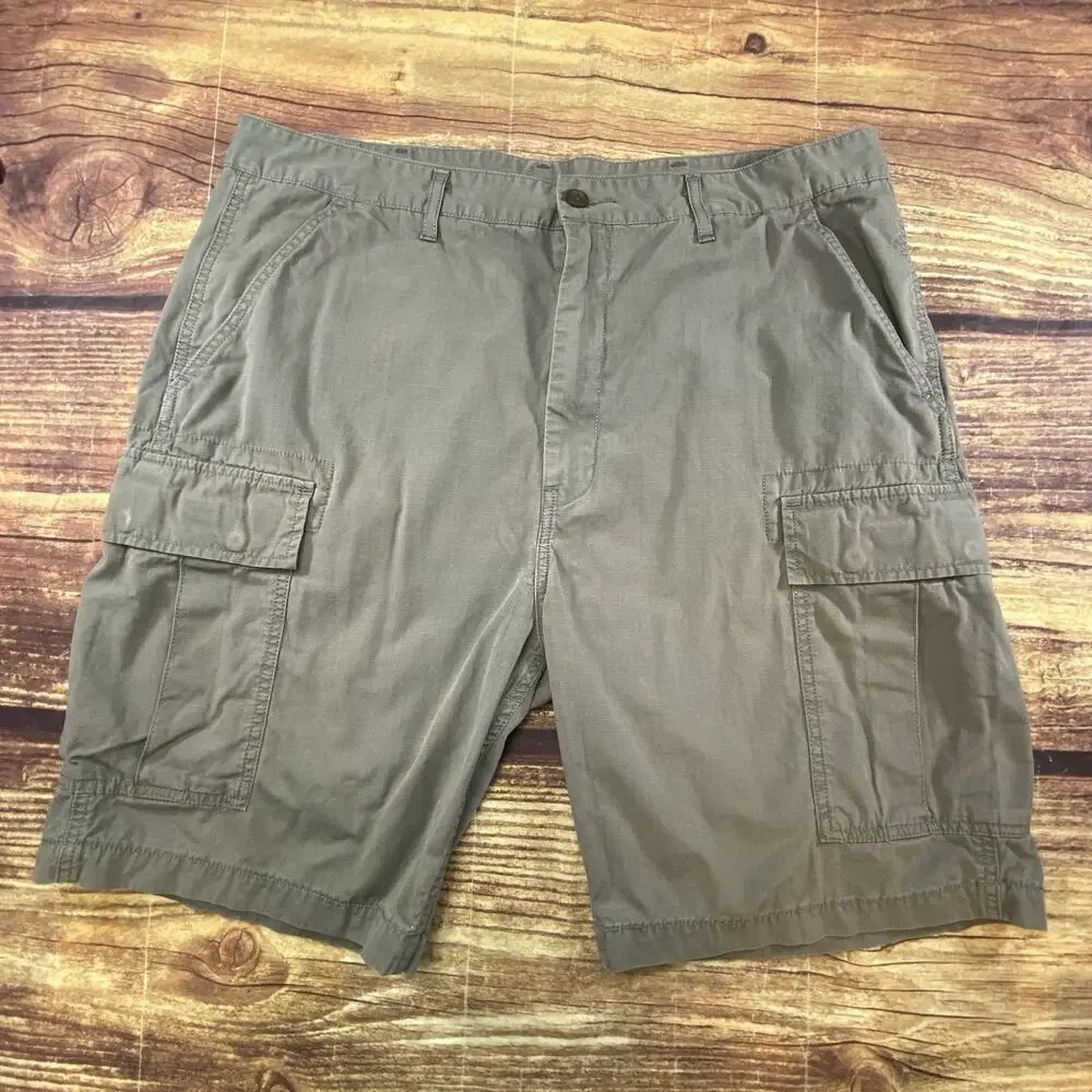 Levi Strauss Gray Cargo Shorts Mens 38 Utility Outdoor Ripstop Pockets